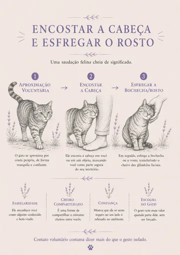Página do guia sobre o gato encostando a cabeça e esfregando o rosto