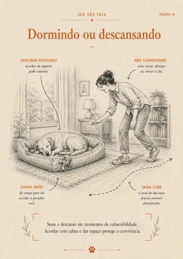 Página do guia sobre como agir com o cão dormindo ou descansando